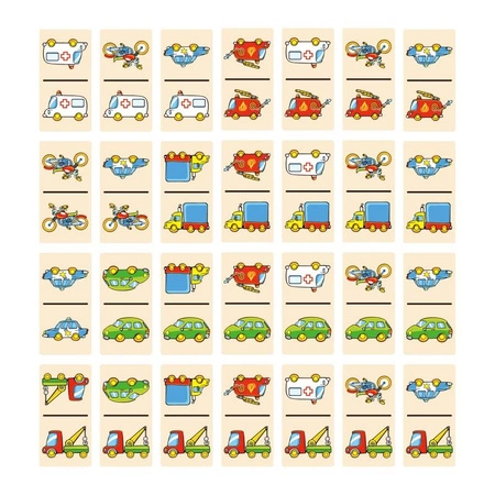 VIGA Edukacyjne Klocki Domino Drewniane Gra Zestaw Pojazdy 28 Elementów Do Przewracania Montessori