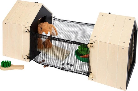 Drewniany domek królika z wybiegiem i akcesoriami 12399 Small Foot, maskotki dla dzieci