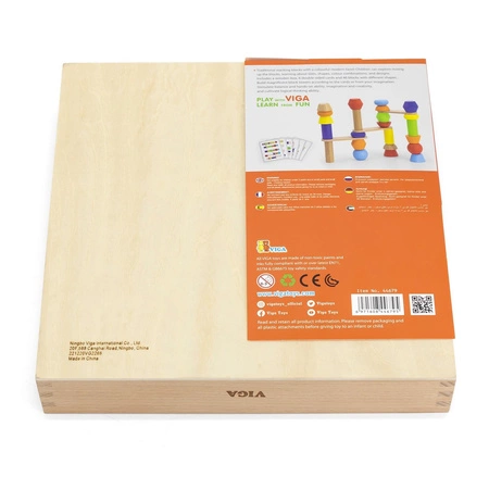 VIGA Drewniane Klocki Geometryczne Układanka 52 el.