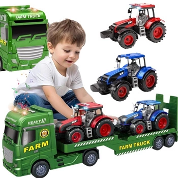 WOOPIE Samochód Laweta z Traktorami Farma Światła Dźwięki