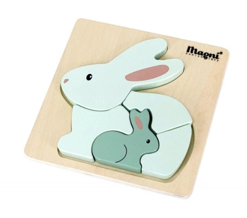 Puzzle drewniane Króliczek z młodymi