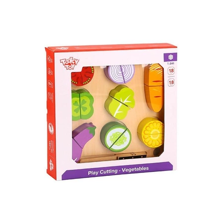 TOOKY TOY Drewniane Warzywa Deska Do Krojenia 20 el.