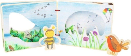 Drewniana książka dla dzieci z figurkami Ptaszek i pszczoła 11217-Small Foot Design, zabawki edukacyjne