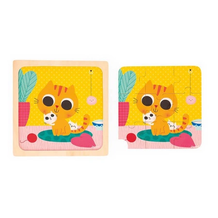 Zestaw 3 drewnianych puzzli 3x 9 elementów, 18 m+, Janod