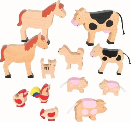 12 figurek zwierząt wiejskich, goki