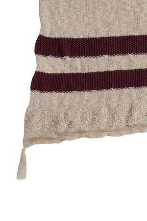 Lorena Canals Koc bawełniany Stripes Natural/Burgundy