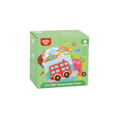 TOOKY TOY Drewniane Klocki Montessori Układanka Puzzle Zestaw 33 El. + 6 Planszy