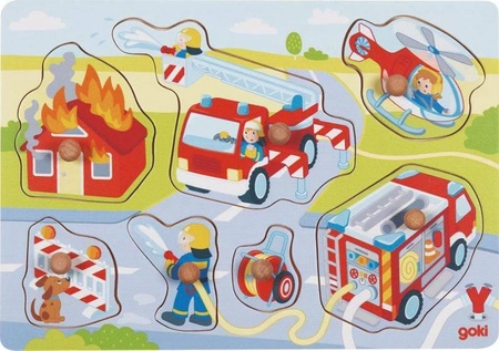 Drewniana układanka z uchwytami Straż Pożarna Goki