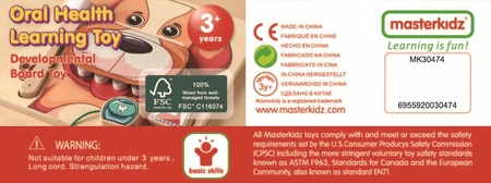 MASTERKIDZ Nauka Zdrowej Higieny Jamy Ustnej na Przykładzie Pieska - Tablica Ścienna Edukacyjna Montessori