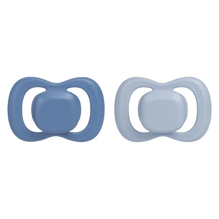 Smoczek dla niemowlaka 2 szt.– symetryczny smoczek silikonowy 6 mies.+ niebieski/błękit, b.box