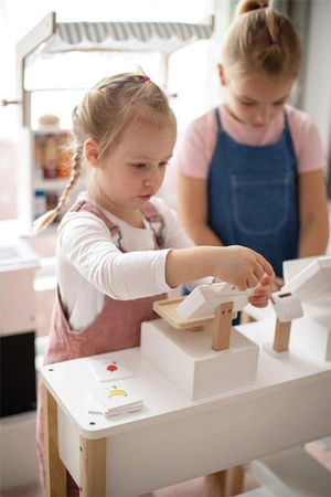 Drewniana waga sklepowa kuchenna dla dzieci Fresh Small Foot 12418 zabawa w kuchnię sklep