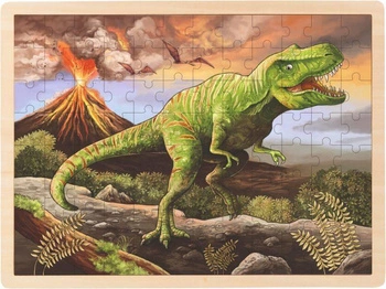 Puzzle T-Rex 96 elementów 57389-Goki, zabawki drewniane