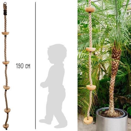 Lina do wspinaczki z drewnianymi schodkami 11877-Small Foot, zabawy zręcznościowe