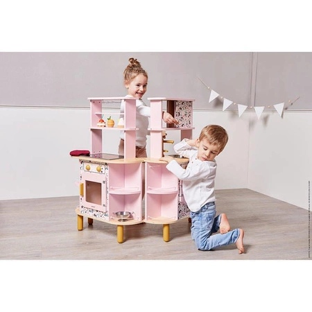 Dwustronna drewniana kuchnia Twist z 8 akcesoriami 3+, Janod