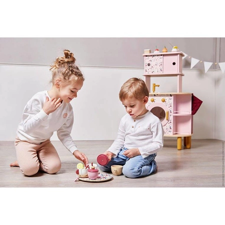 Dwustronna drewniana kuchnia Twist z 8 akcesoriami 3+, Janod