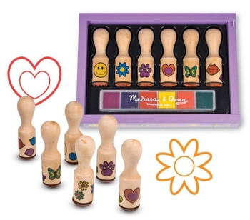Zestaw drewnianych pieczątek Happy 6 sztuk 12306-Melissa & Doug, stempelki