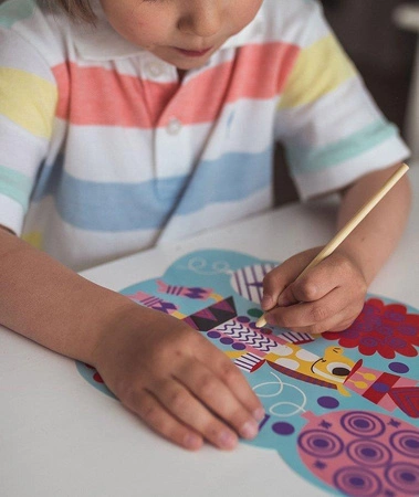 Zestaw kreatywny Do zdrapywania Graficzne zwierzątka 4+, Janod