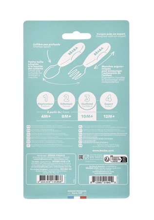 Beaba Zestaw pierwszych sztućców ze stali nierdzewnej Cotton candy