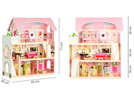 Drewniany domek dla lalek - Rezydencja Bajkowa Ecotoys