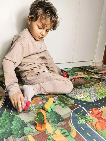 WOOPIE Mata Droga dla Samochodzików Zestaw Dinozaury Auta + Znaki Drogowe