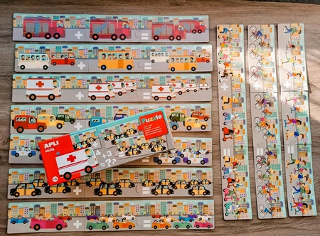 Puzzle do nauki dodawania Apli Kids - Autka 5+