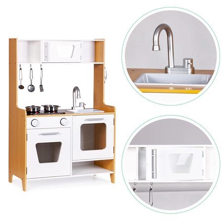 Drewniana kuchnia dla dzieci ze światłem i dźwiękiem ECOTOYS