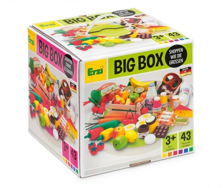 Big Box drewniany zestaw artykułów spożywczych do zabawy 43 elementy Erzi 28025