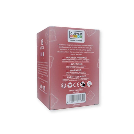 Cleverclixx - Klocki magnetyczne Glitter Tiles Pack Transparent / Pink - 16 el.