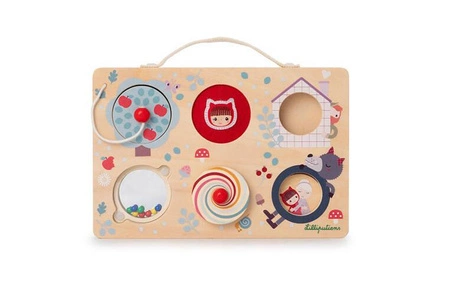 LILLIPUTIENS Drewniana tablica manipulacyjna walizka Czerwony kapturek 12 m+