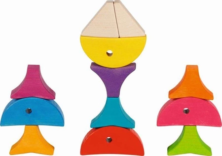 Układanka konstrukcyjna Kolorowe Rybki 58472-goki, zabawki drewniane