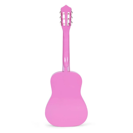 Gitara dla dzieci różowa duża- 34 drewniana 6 strun metalowe i nylonowe ECOTOYS