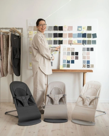 BABYBJORN - leżaczek BALANCE SOFT WOVEN/JERSEY Tri Fabric, Piaskowoszary