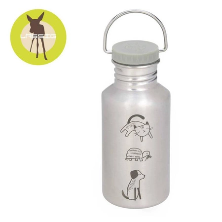 Lassig Bidon ze stali nierdzewnej z dodatkową zakrętką z ustnikiem 500 ml Happy Prints