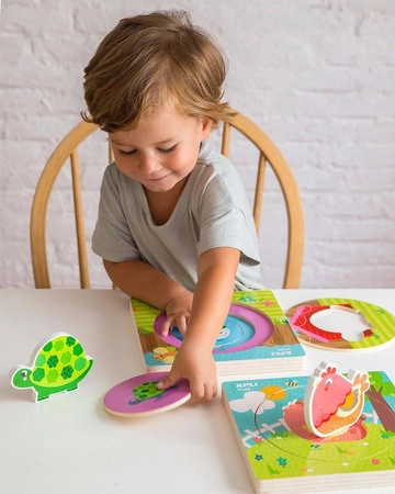 Drewniane puzzle z warstwami Apli Kids - Kurka 2+