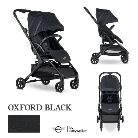 MINI by Easywalker Buggy TURN Kompaktowy wózek spacerowy z obrotowym siedziskiem 360° Oxford Black (z osłoną przeciwdeszczową w zestawie)