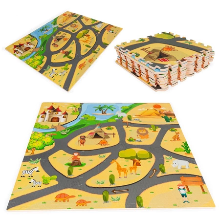 Mata piankowa dla dzieci puzzle safari 9el 93x93cm