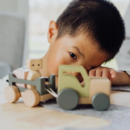 Traktor drewniany z przyczepą Micki