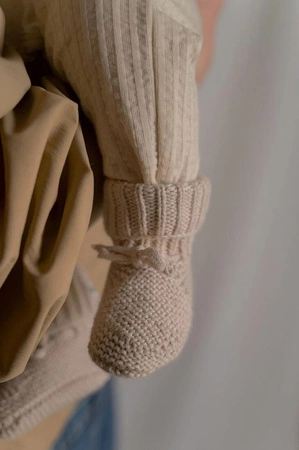 Lodger Buciki niechodki z wełny merino 100% jasnobeżowe Fleece Beige 0-6 m