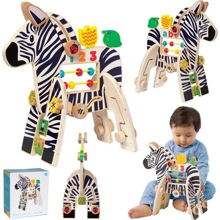 Zabawka edukacyjna Kolorowa zebra w paski, 316310-Manhattan Toy, kostka motoryczna