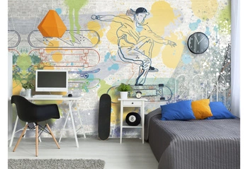 SKATEPARK - Tapeta Z Rampą I Deskorolkami Malumi