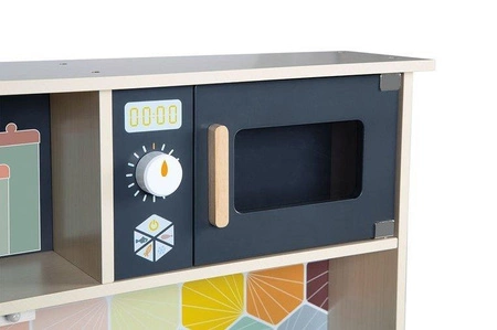 Duża drewniana kuchnia z dźwiękiem, światłem LED i 6 akcesoriami Mozaika 3-8 lat, Janod