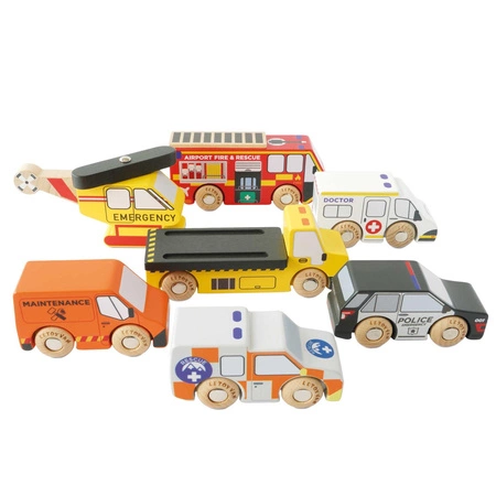Samochodziki ratunkowe i helikopter 7 sztuk Le Toy Van