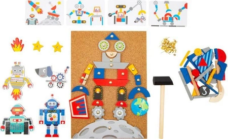Przybijanka dla dzieci tablica korkowa Roboty 11572-Small Foot, zestawy kreatywne
