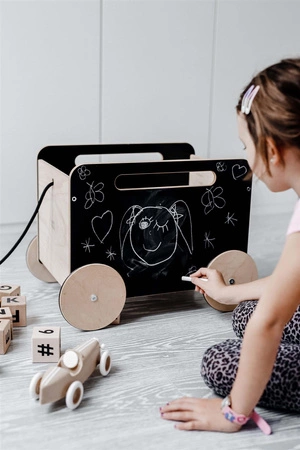 ooh noo Drewniana skrzynia na kółkach czarna