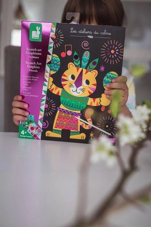 Zestaw kreatywny Do zdrapywania Graficzne zwierzątka 4+, Janod