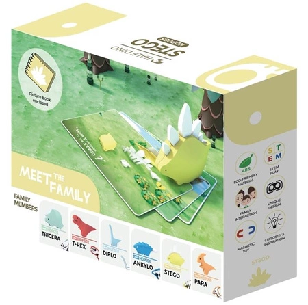 Halftoys Magnetyczny Składany Dinozaur Stegozaur z Książeczką