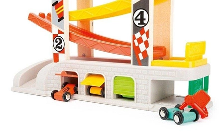 Kolorowy tor wyścigowy z parkingami i garażami 11361-Small Foot, zabawki dla chłopców i dziewczynek