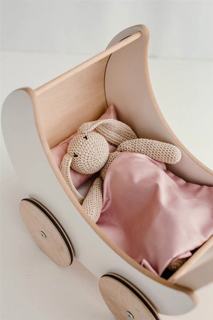 Biały wózek drewniany dla lalek ooh noo