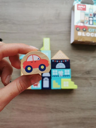 Drewniane klocki z woreczkiem Apli Kids - Miasto