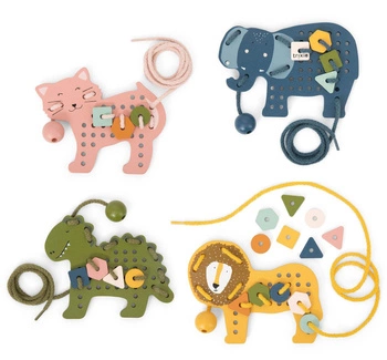 Drewniana przeplatanka ze zwierzątkami – Trixie Baby